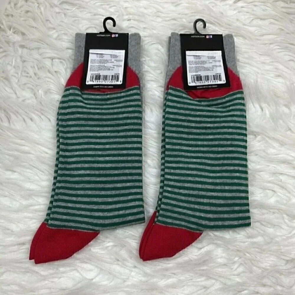NEW HOT SOX Crew Socks Set of 2 Mens Size 10-13 “Holiday